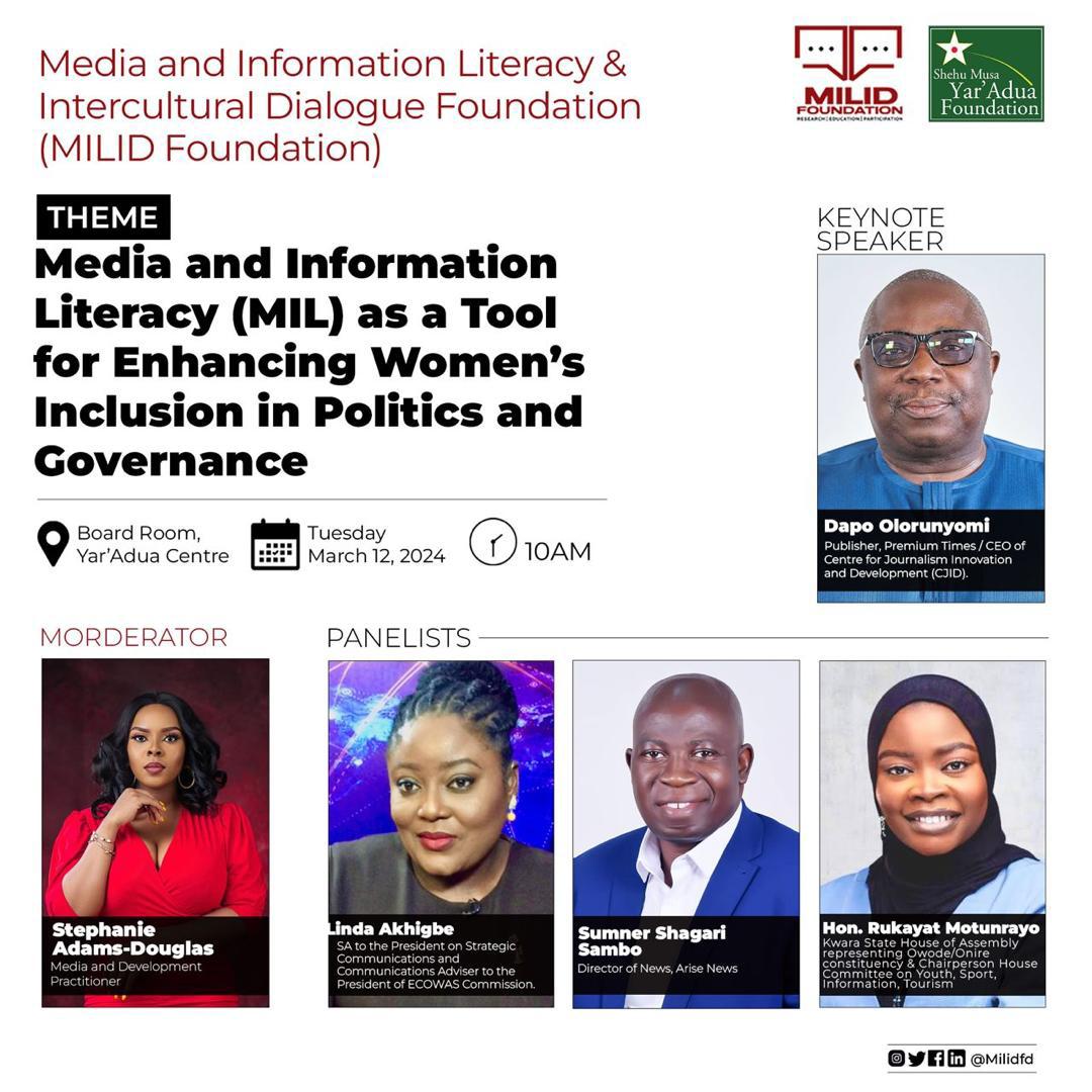 MILID Foundation To Hold Dialogue On Media And Women’s Inclusion In Politics